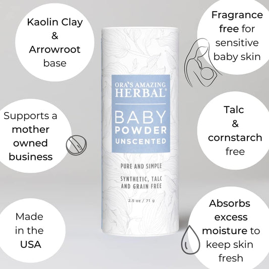 Talc Free Baby Powder, Cornstarch Free Baby Powder, Unscented Baby Powder, Fragrance Free Powder, Arrowroot Baby Powder, Talc-Free Baby Powder, Ora’S Amazing Herbal