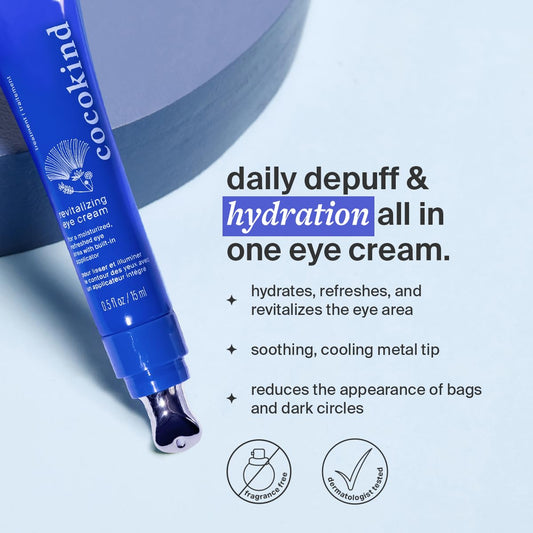 Revitalizing Eye Cream By Cocokind, Depuff & Reduce Fine Lines And Wrinkles, Cream For Firmer And Brighter Looking Eye Area, Hydrating With A Cool Metal Applicator Tip, 0.5 Fl Oz