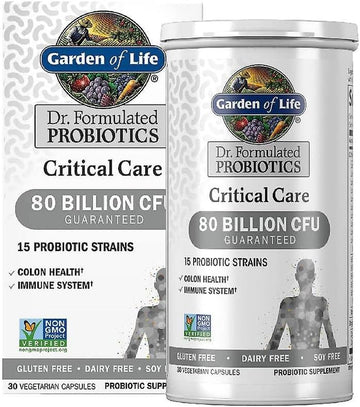 Garden Of Life Dr. Formulated Probiotics Critical Care 80 Billion Cfu 15 Strains Colon Health And Immune System, 30 Capsules