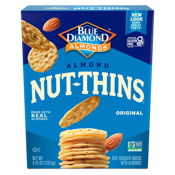 Blue Diamond Almonds Nut Thins Gluten Free Cracker Crisp Snacks, Original, 4.25 Oz Boxes (Pack Of 6)