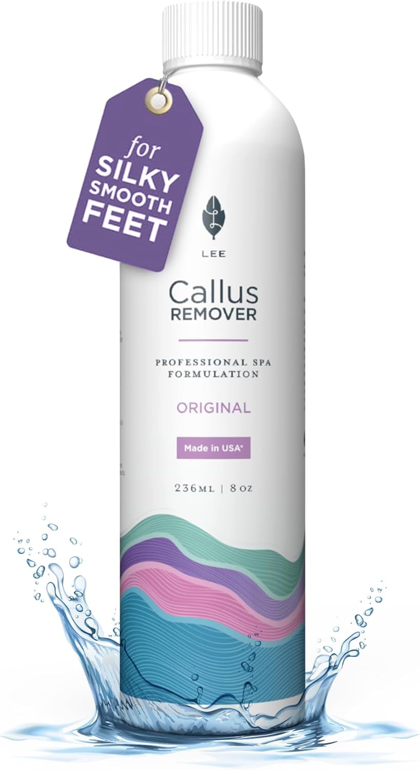 Lee Beauty Professional Callus Remover For Feet - Original, Powerful Formulation - Extra Strength Gel, Home Pedicure Foot Spa Results - Cracked & Dead Dry Skin Supplies - 8 Oz