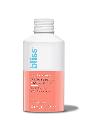 Bliss Mighty Biome Skin Balancing Milky Toner + Serum - 4 Fl Oz - Pre & Post Biotics Formula + Barrier Aid Complex with Ceramides & Squalane - Radiant Complexion - Clean - Vegan & Cruelty-Free : Beauty & Personal Care