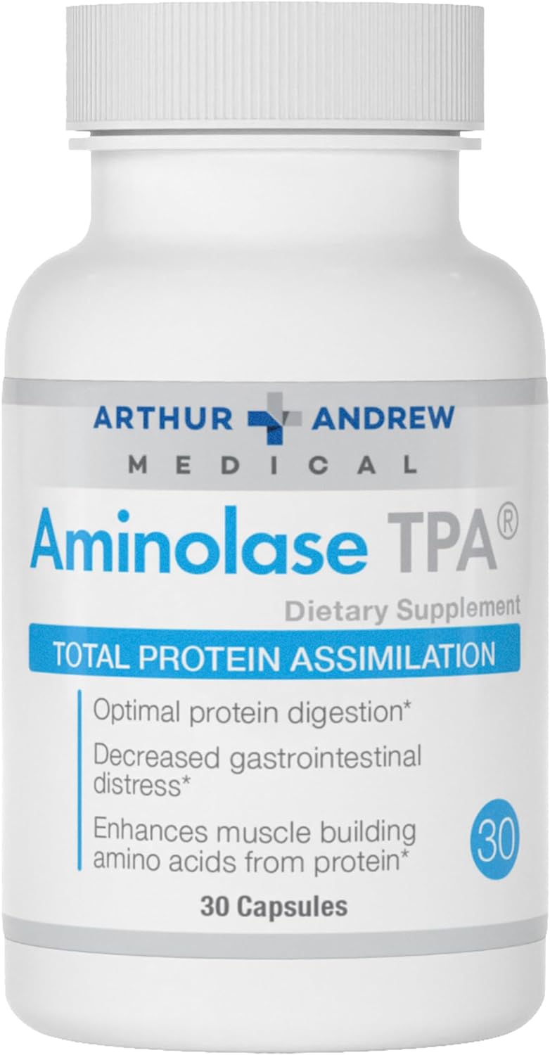 Arthur Andrew Medical - Aminolase TPA, Total Protein Assimilation, Optimal Protein Absorption and Decreased Gas and Bloating, Vegan, Non-GMO, 30 Capsules