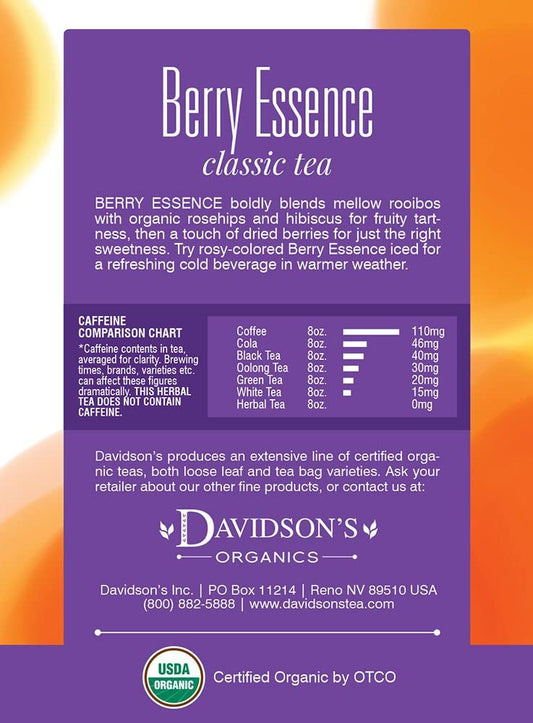 Davidson'S Organics, Berry Essence, 8-Count Tea Bags, Pack Of 12