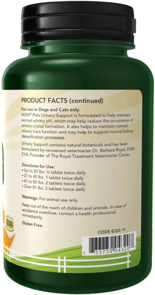 NOW Pet Health, Urinary Support Supplement, Formulated for Cats & Dogs, NASC Certified, 90 Chewable Tablets