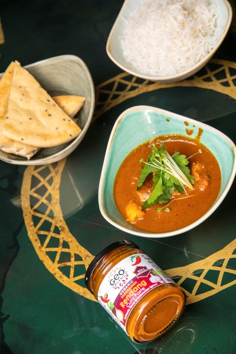 Geo Organics Rendang Curry Paste 180g (Pack of 1) Serves 4 | Organic Indonesian Curry Paste | Vegan-Friendly Organic Curry Paste | Authentic Recipe Vegan Curry | Indonesian food : Amazon.co.uk: Grocery