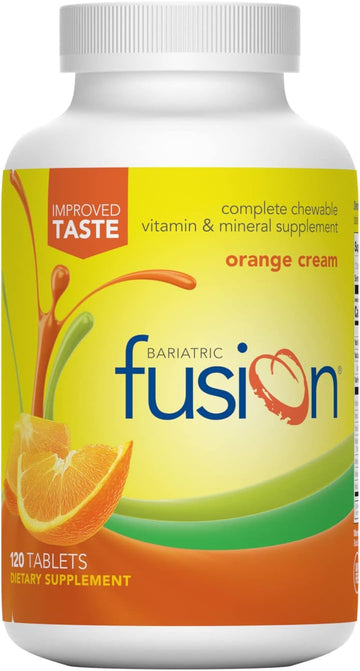 Bariatric Fusion Orange Cream Flavored Complete Chewable Bariatric Multivitamin With Iron For Bariatric Surgery Patients Including Gastric Bypass And Sleeve Gastrectomy - 120 Tablets