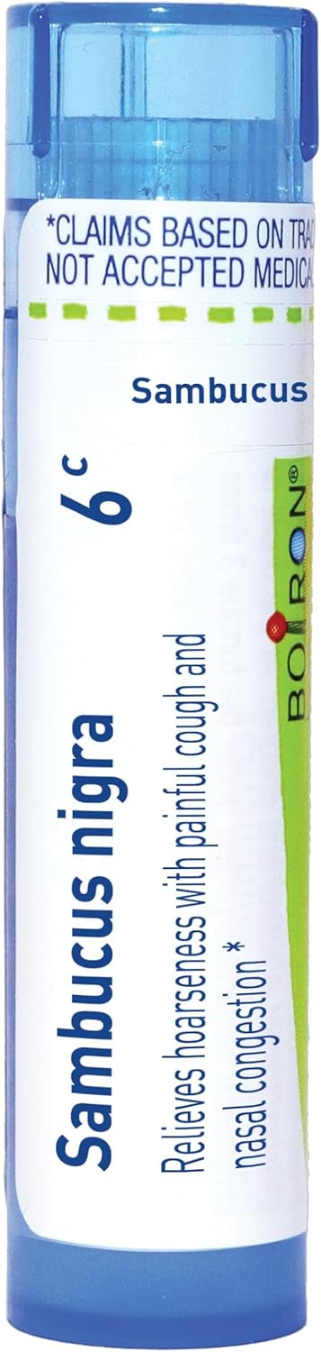 Boiron Sambucus Nigra 6C Homeopathic Medicine For Hoarseness With Painful Cough & Nasal Congestion - 80 Pellets
