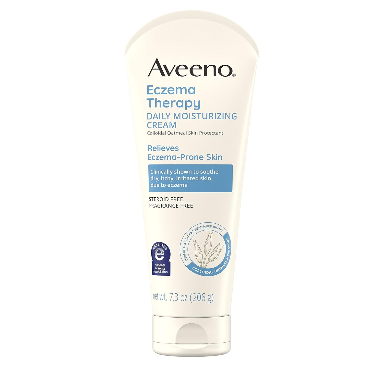 Aveeno Eczema Therapy Daily Moisturizing Body Cream For Sensitive Skin, Soothing Eczema Relief Cream, Colloidal Oatmeal & Ceramide For Dry & Itchy Skin, Steroid- & Fragrance-Free, 7.3 Oz