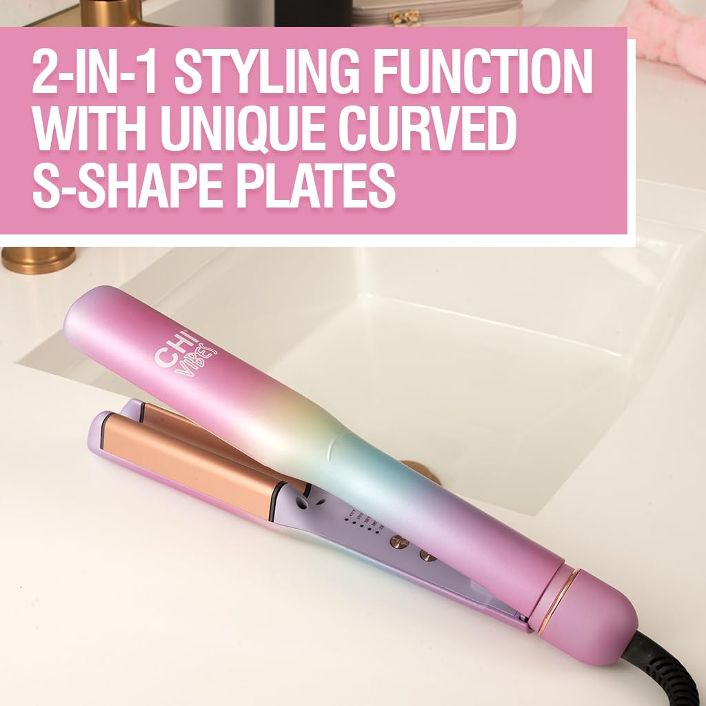 CHI Vibes Wave On Multifunctional Waver, Curling Iron Creates Long-Lasting Frizz-Free, Crimp-Style Waves & Loose Beachy Curls for All Hair Types : Beauty & Personal Care