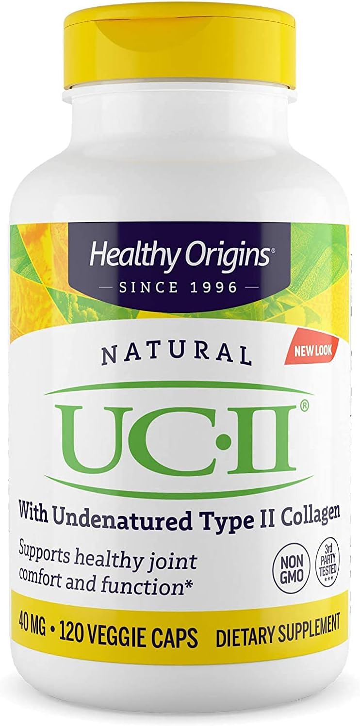 Healthy Origins UC-II, 40 mg - Premium Collagen Supplement for Joint Health, Mobility & exibility - Undenatured Type II Collagen - Gluten-Free & Non-GMO Supplement - 120 Veggie Caps