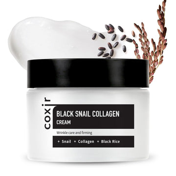 Coxir Black Snail Collagen Cream L Snail Mucin, Collagen, Black Rice, Peptide L Moisturizing, Firming, Skin Barrier L Korean Skin Care, Moisturizer [50Ml/1.69 Fl.Oz]