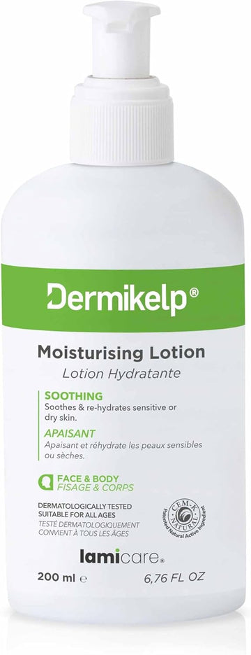Dermikelp® Moisturising Lotion For Sensitive, Dry Skin – Nourishes And Hydrates With Cem-K Sea Kelp, Fragrance-Free, Paraben-Free, 200Ml