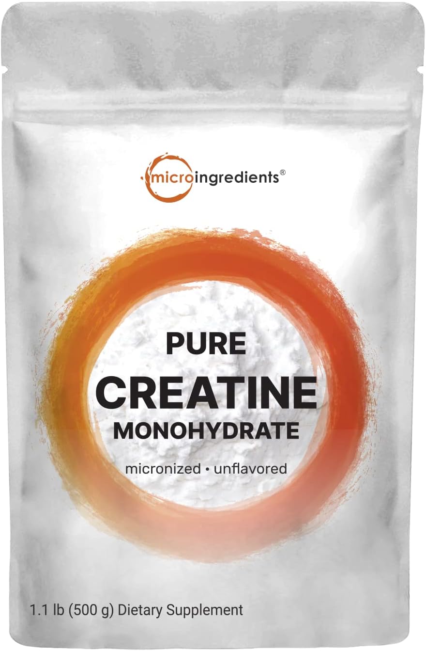 Instant Creatine Monohydrate Powder 500 Grams (1.1 Lb), 5000Mg Per Serv, Micronized Creatine Powder, Unflavored, Pure, No Filler, Keto & Vegan, Easy Dissolve Pre Workout For Women And Men