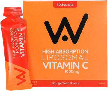 Well Actually Liposomal Vitamin C 1000Mg Sachets - High Strength Liquid Liposomal Vitamin C Supplement - Supports Immunity, Skin, Brain, Joints, Energy - Vegan, Orange Twist (30 Sachets)