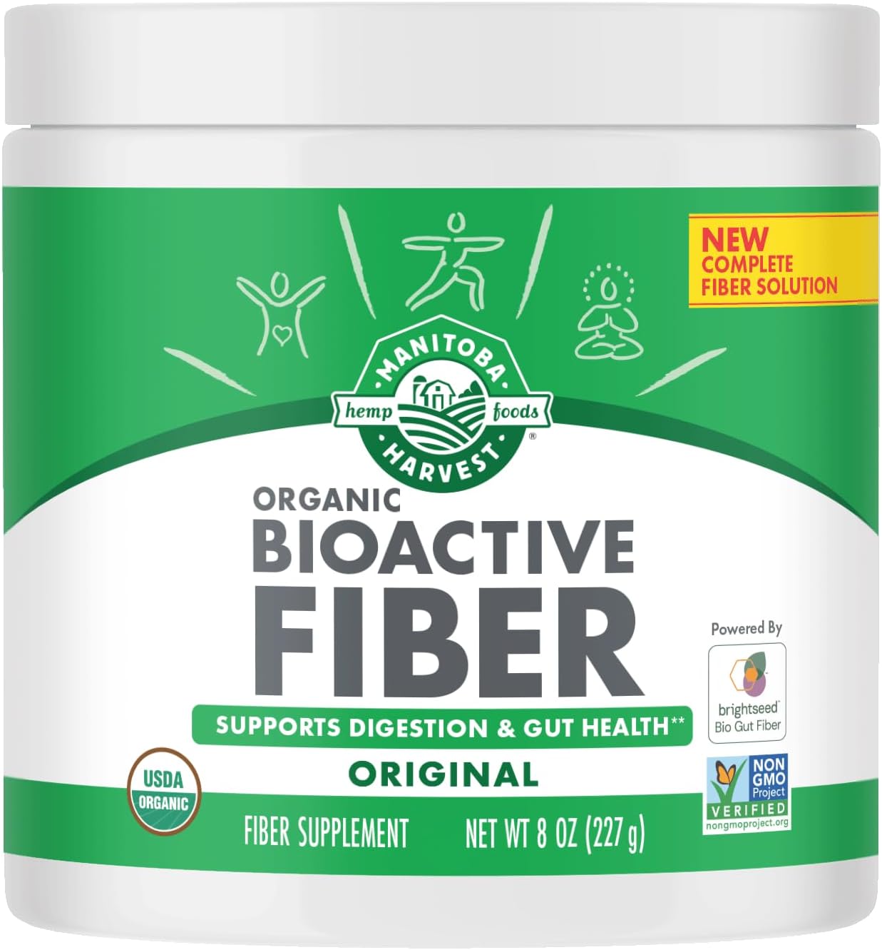 Manitoba Harvest Organic Bioactive Fiber Supplement With 6G Fiber Per Serving – Digestive Hemp & Psyllium Husk Powder – Non-Gmo, Vegan & Kosher, 8Oz