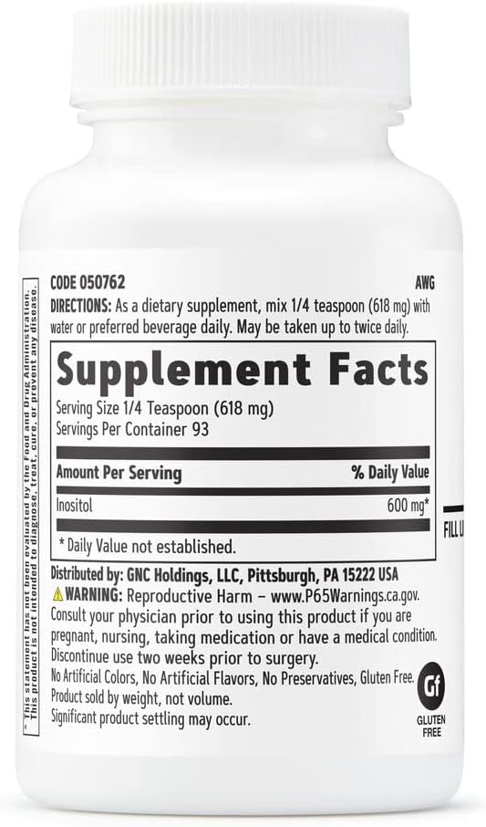 GNC Inositol Powder 600mg - 2 oz. : Health & Household