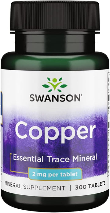 Swanson Copper Antioxidant Immune System Red Blood Cell Support Mineral Supplement (Copper chelate) 2 mg 300 Tabs