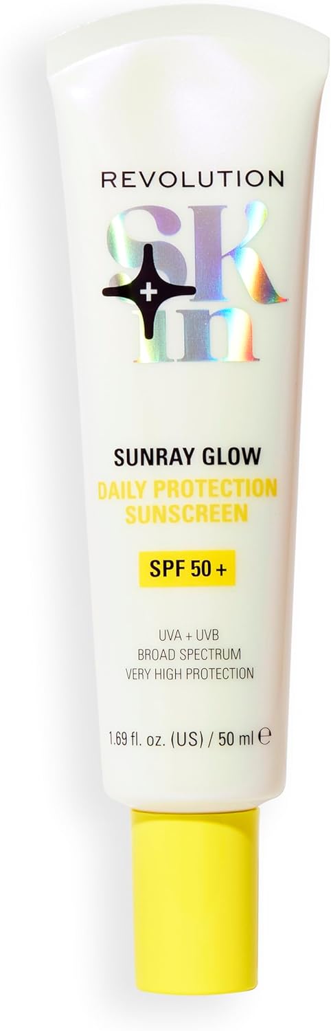 Revolution Skin, Sunray Glow Daily Protection Sunscreen Spf 50+, Lightweight, Non-Greasy Formula With Vitamin C, Face Sun Cream, Vegan & Cruelty-Free, 50Ml