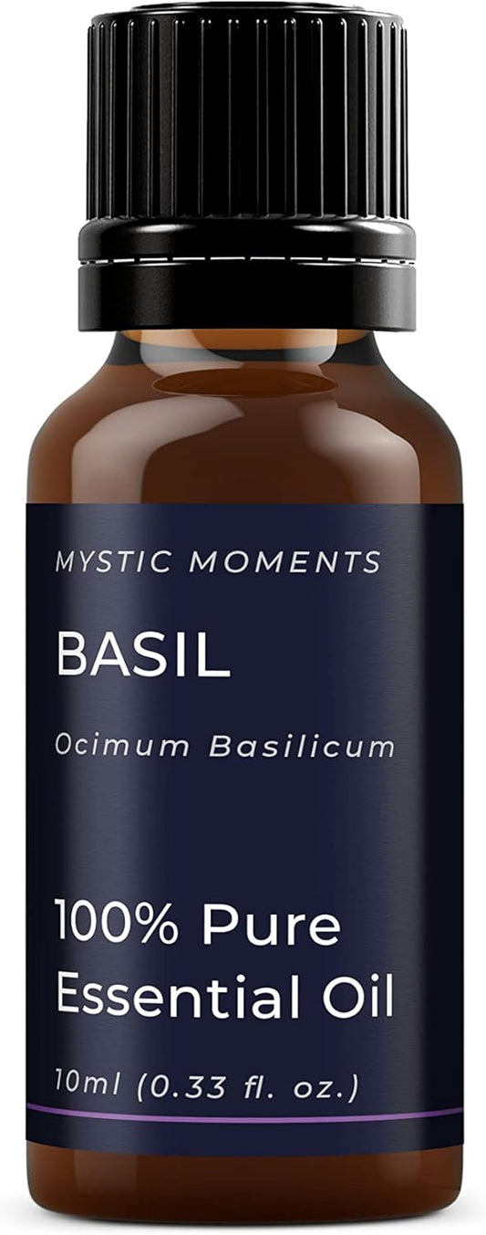 Mystic Moments | Basil Essential Oil 10ml - Pure & Natural oil for Diffusers, Aromatherapy & Massage Blends Vegan GMO Free