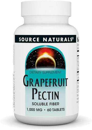 Source Naturals Grapefruit Pectin, Soluble Fiber - 1000 Mg Dietary Supplement - 60 Tablets