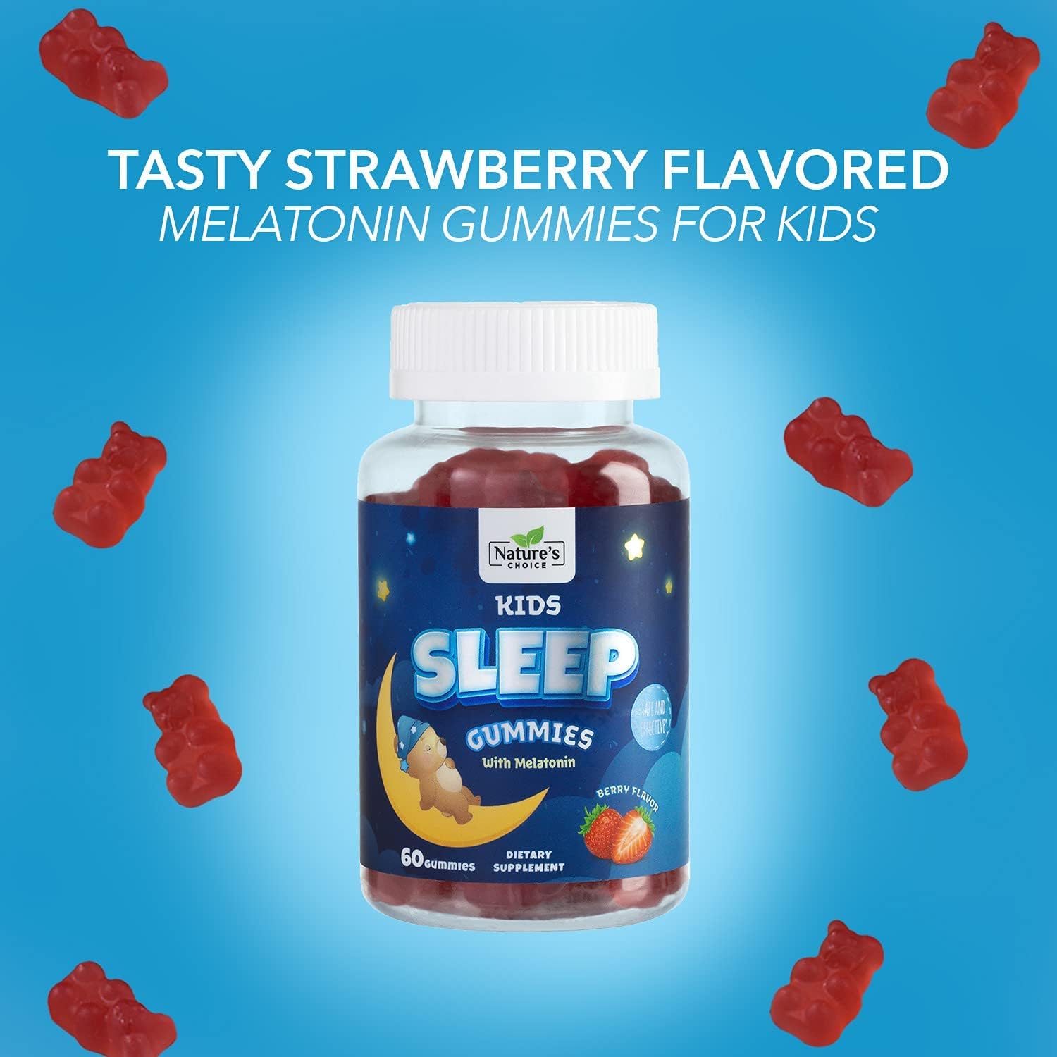 Kids Melatonin Gummy 1mg, 100% Drug-Free & Effective Sleep Supplement Gummies for Children Ages 3 and Up, Chewable Supplement for Restful Sleep, Natural Berry-Flavored - 60 Gummies : Health & Household