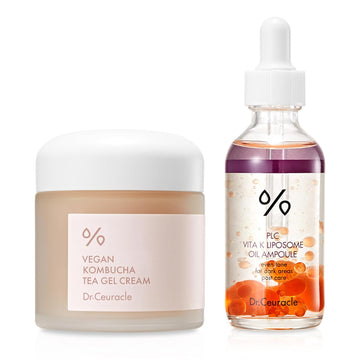 Leegeehaam Dr.Ceuracle Exclusive Bundle - Vegan Kombucha Tea Gel Cream & Plc Vita K Liposome Oil Ampoule