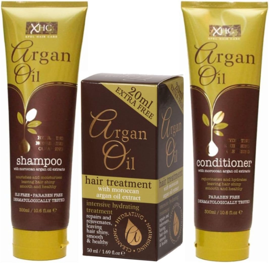Saesr Hair Care Argan Oil Intensive Hair Treatment & Shampoo And Conditioner Sets. 3-Pack Argan Oil Shampoo And Conditioner 300Ml & Argan Oil Hair Treatment 50Ml