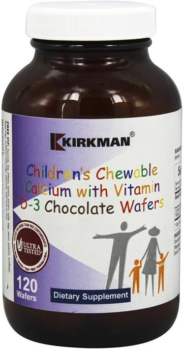 Children'S Chewable Calcium With Vitamin D3, Natural Chocolate, 120 Tablets, Kirkman Labs