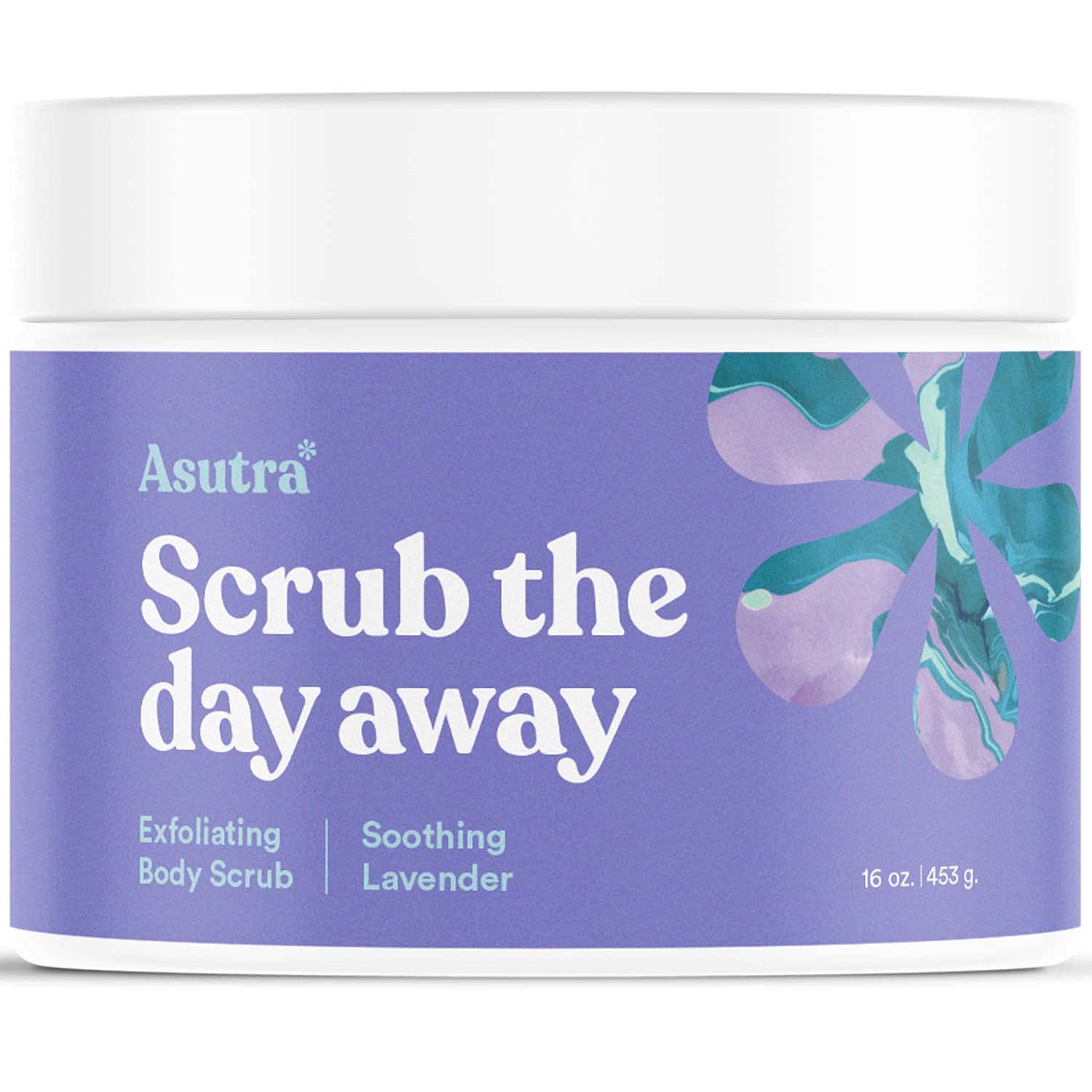 ASUTRA Dead Sea Salt Body Scrub Exfoliator (Soothing Lavender), NEW BIGGER 16 oz Size | Ultra Hydrating, Gentle, & Moisturizing | Coconut, Lavender, and Bergamot Oils | Includes Wooden Spoon