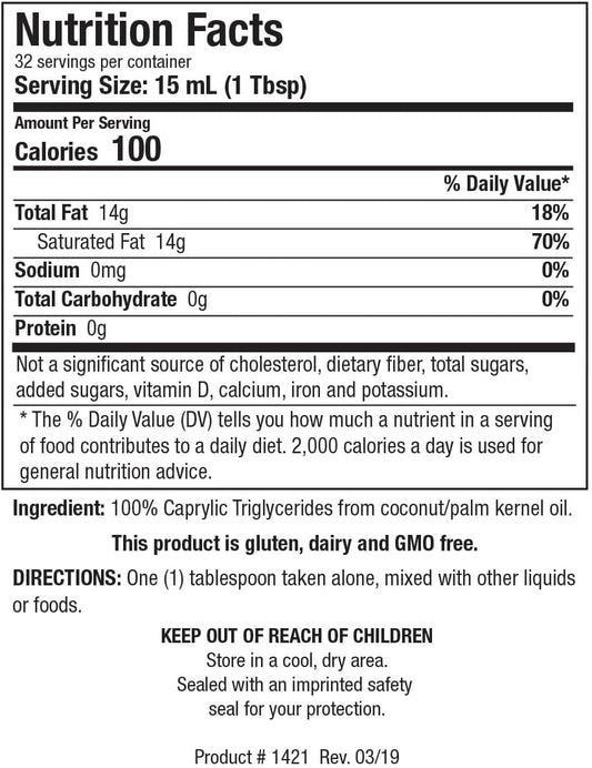 Biotics Research Bio Mct Brain Fuel, Brain Energy, Pure Energy, Medium Chain Triglycerides, Mct, Caprylic Triglyceride 16 Fluid Ounces