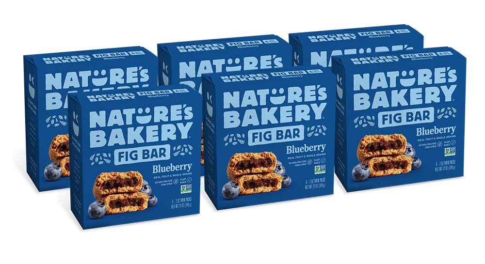 Nature’S Bakery Whole Wheat Fig Bars, Blueberry, Real Fruit, Vegan, Non-Gmo, Snack Bar, 6 Count (Pack Of 6)