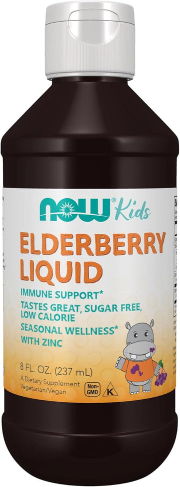 Now Supplements, Liquid Elderberry For Kids With Zinc And Astragalus, Immune Support*, 8-Ounce, Packaging May Vary