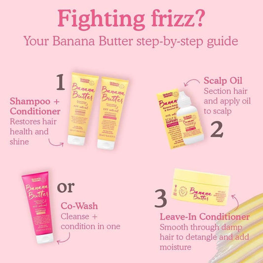 Umberto Giannini Banana Butter Nourishing Superfood Shampoo & Conditioner Set, Vegan & Cruelty Free Moisturising Formula For Dry, Textured Or Frizzy Hair