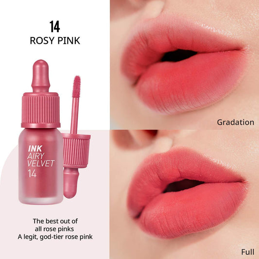 Peripera Ink Airy Velvet Lip Tint, Liquid Lip (0.14 Fl Oz, 014 Rosy Pink)