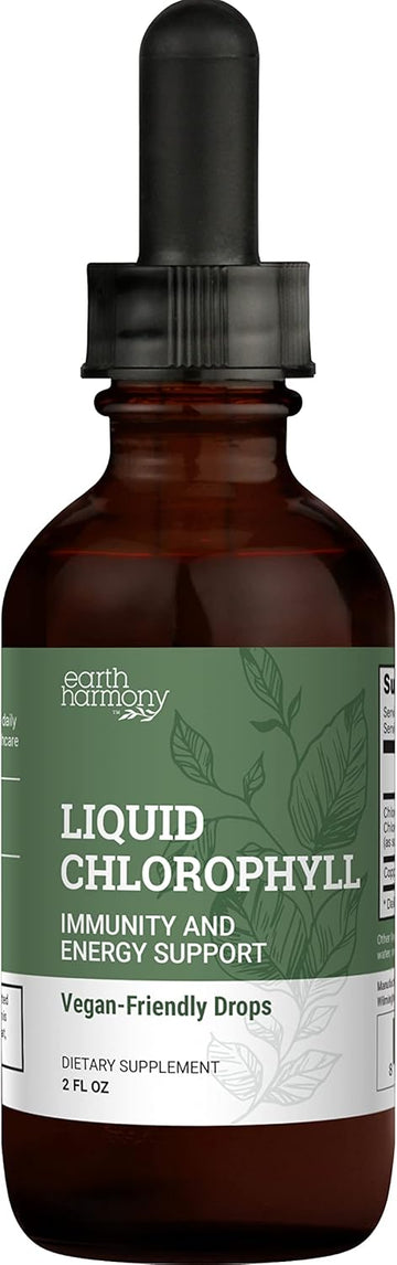 Liquid Chlorophyll, Liquid Drops For Immune System Support, Natural Internal Deodorant - Vegan Chlorophyll Liquid Drops With Organic Glycerin - Clorofila Liquida, Chlorophyllin Detox Cleanse (1 Ml)