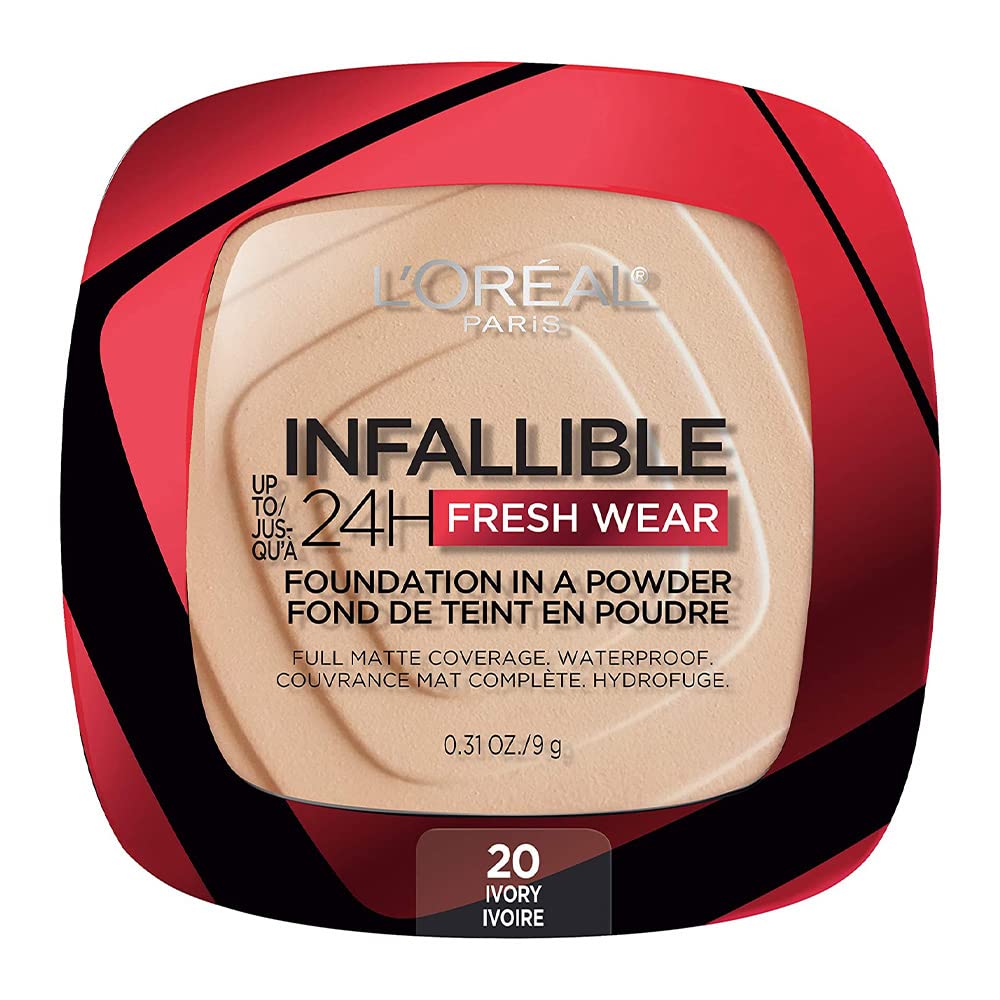 L'Oreal Paris Makeup Infallible Fresh Wear Foundation In A Powder, Up To 24H Wear, Waterproof, Ivory, 0.31 Oz