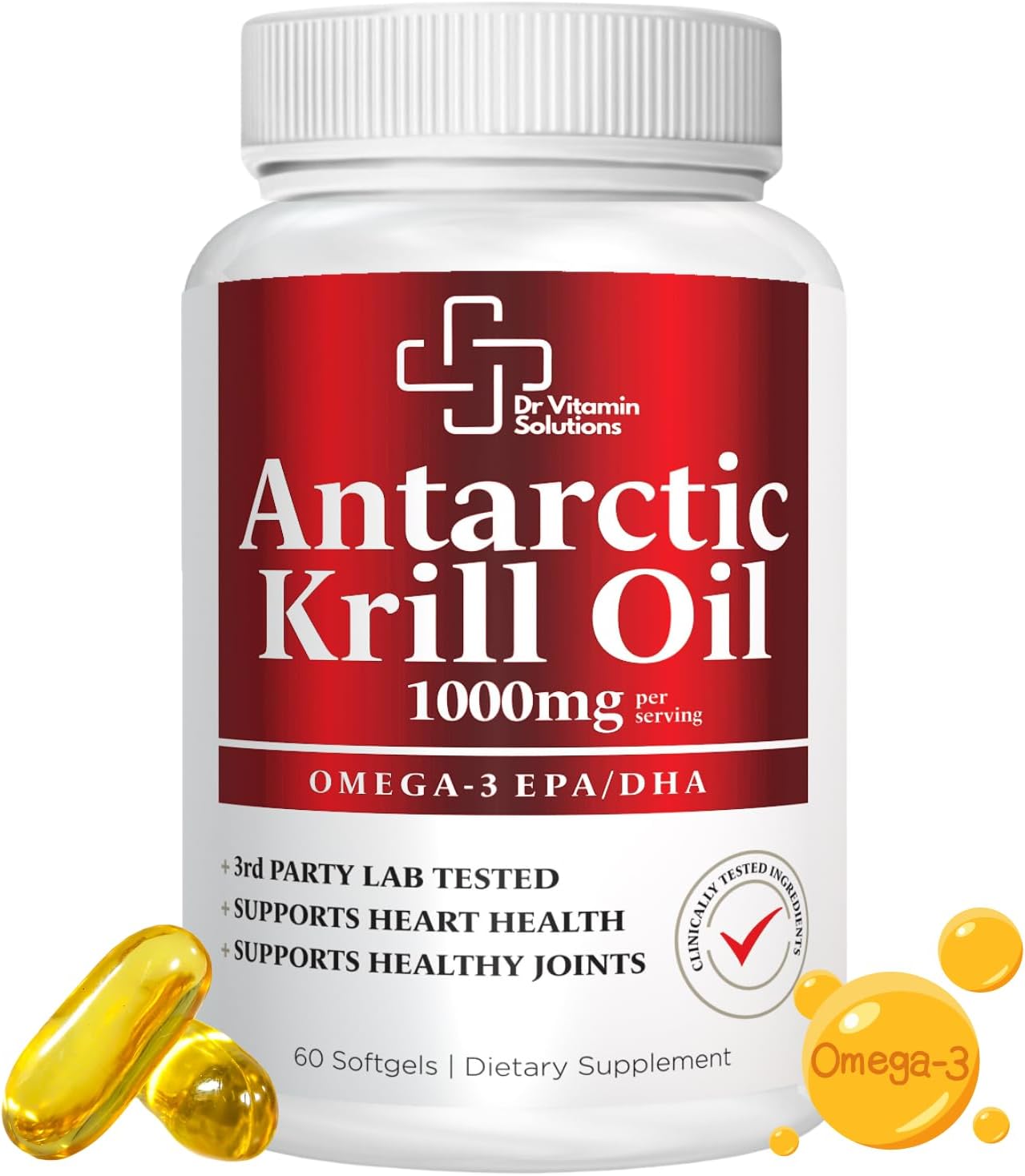 Premium 1000Mg Antarctic Krill Oil - Rich In Omega-3, Epa, Dha For Heart, Brain & Joint Health - Pure Astaxanthin Blend, No Fishy Aftertaste