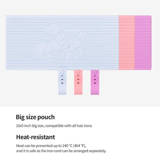 Vodana Silicone Pad Pouch 240, Heat Resistant Hair Styling Tools Storage, Travel Portable Bag For Flat Curling Straightening Iron, Straightener, Curler, And Wand/Creamy Blue