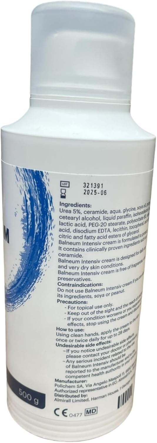 Balneum Intensiv Cream - Moisturisation and Hydration for Dry Skin - Formula with Urea and Ceramide - Suitable for Eczema and Dermatitis - for Men and Women - 500ml : Amazon.co.uk: Beauty