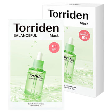 Torriden Balanceful Cica Facial Sheet Masks (10 Sheets) - Facial Mask For Soothing, Calming, Balancing, And Nourishing With Centella Asiatica, Hyaluronic Acid, And Panthenol