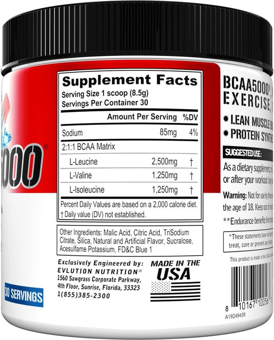 Evl Bcaas Amino Acids Powder - Bcaa Powder Post Workout Recovery Drink And Stim Free Pre Workout Energy Drink Powder - 5G Branched Chain Amino Acids Supplement For Men - Rocket Pop