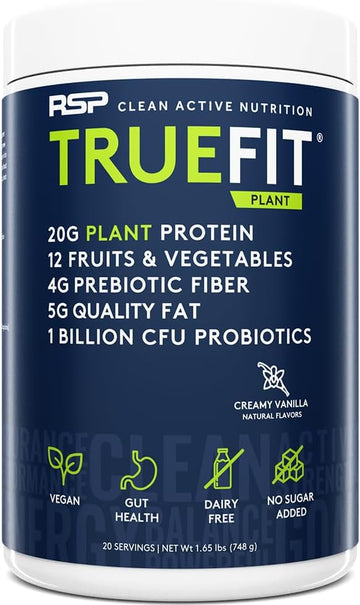 RSP Nutrition Vanilla Flavored Gluten Free Dairy Free Vegan Protein Powder with Organic Fruits and Veggies, Fiber and Probiotics