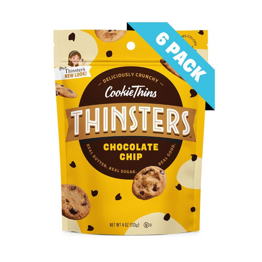 Thinsters Crunchy Thin Snack Cookies, Chocolate Chip, 4 Oz (Pack Of 6)