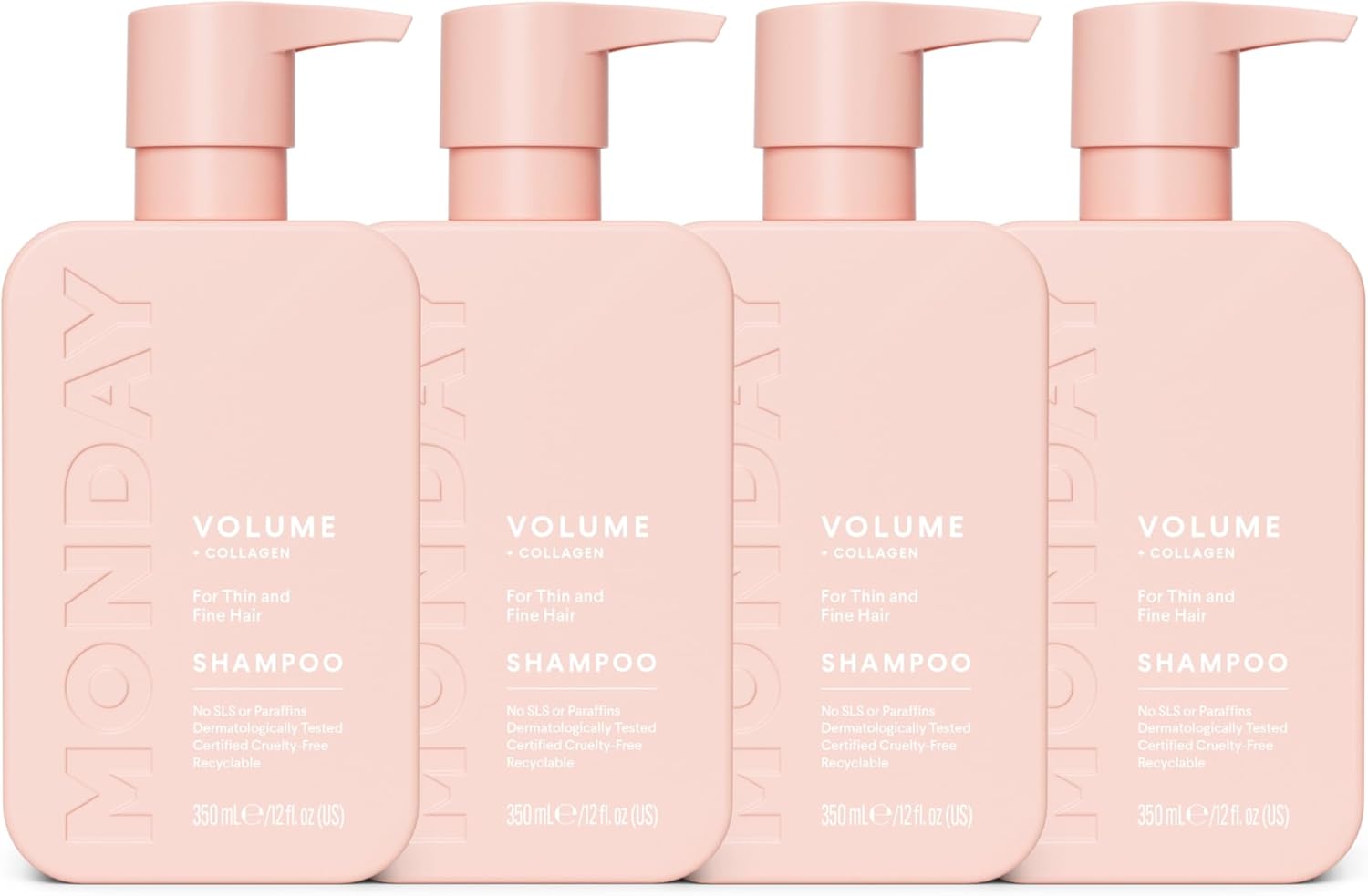 Monday Haircare 4 X 350 Ml Volume Conditioner With Hydrolysed Collagen, Coconut Oil, Shea Butter & Macadamia Oil For Thin, Fine & Flat Hair