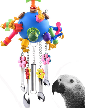 Katumo Bird Toys, Parrot Pull Spoons Colorful Acrylic Stick Toys Bird Chew Toys For Amazon Parrot, African Grey, Conure, Caique, Quaker, Small Cockatoo, Mini Macaw, Eclectus And Similar Birds