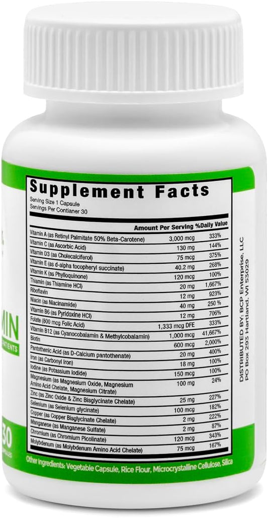 Once Daily Bariatric Multivitamin Capsule - 18mg of Iron - Bariatric Vitamin & Supplement for Post Bariatric Surgery Including Gastric Bypass & Gastric Sleeve | 30 Day Supply