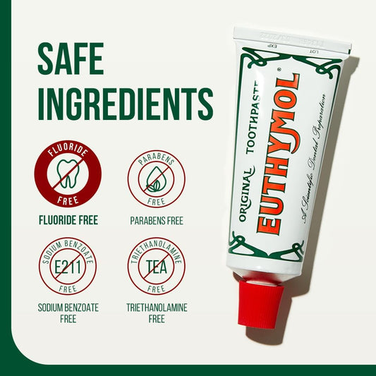 Euthymol Original Toothpaste Bundle – 4 X 75Ml, Fluoride Free Anti-Plaque Antibacterial Cavity Teeth Gums Clean Healthy Protection Refresh Daily Oral Enamel Dental Care