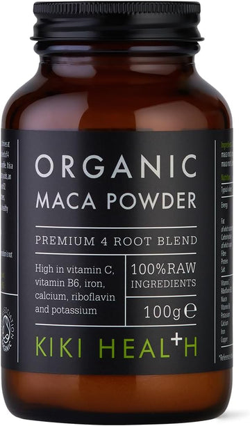 Kiki Health Organic Maca Powder | Premium Peruvian Superfood From Peru | Nutrient-Rich Adaptogenic Maca Root Blend | Natural Energy Boost & Hormonal Balance | Versatile & Easy To Use - 100G