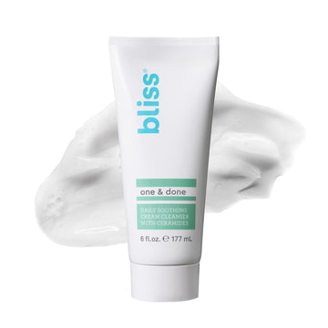 Bliss One & Done Daily Cream Facial Cleanser With Ceramides - Moisturizing Face Wash For Dry Skin - Cleanses & Removes Makeup In 1 Step- Clean, Vegan, Cruelty-Free, 6 Fl Oz